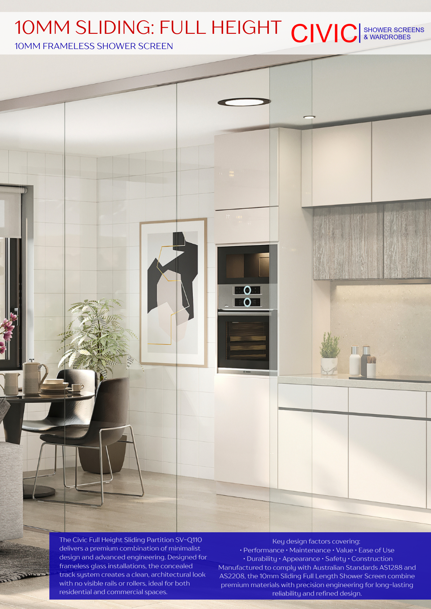 SLIDING-FULL HEIGHT PARTITION: 10MM FRAMELESS SHOWER SCREENS BROCHURE